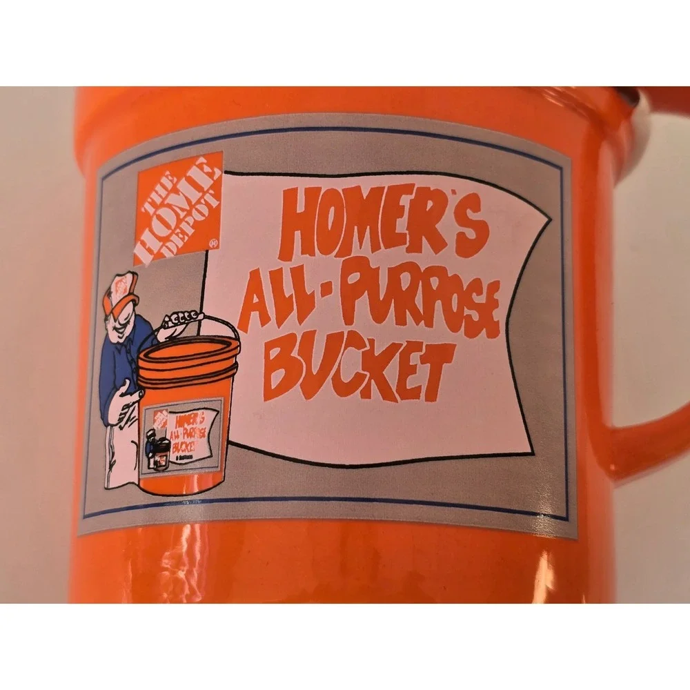 Home Depot Homers All Purpose Bucket Mug 2012 Mr Christmas Orange Ceramic Cup